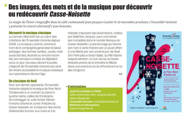 Article de presse : « Des images, des mots et de la musique pour découvrir ou redécouvrir Casse-Noisette »