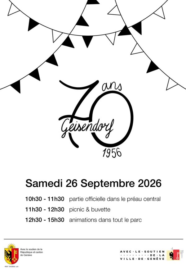 Affiche des 70 ans de l’école Geisendorf, samedi 26 septembre 2026