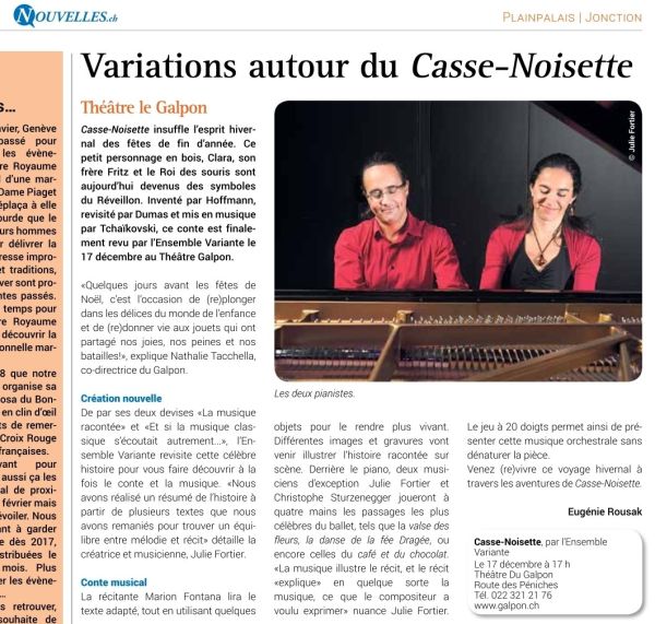 Article de presse sur Casse-Noisette au Théâtre du Galpon
